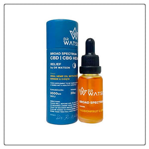 Dr Watson 3000mg CBD + CBG Broad Spectrum Oil 20ml - Relief